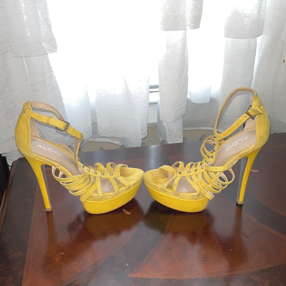 Aldo yellow platform sandals